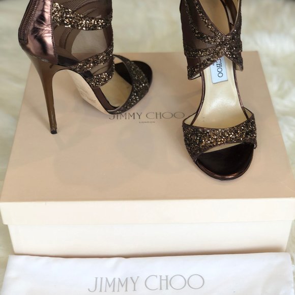 Jimmy Choo Leila Glitter Metallic mix size 37 37.5 - Picture 2 of 11